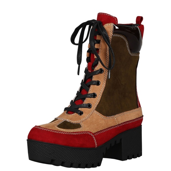 New Multi-Color Combat Ankle Booties Lug Sole Boot - Picture 2 of 5